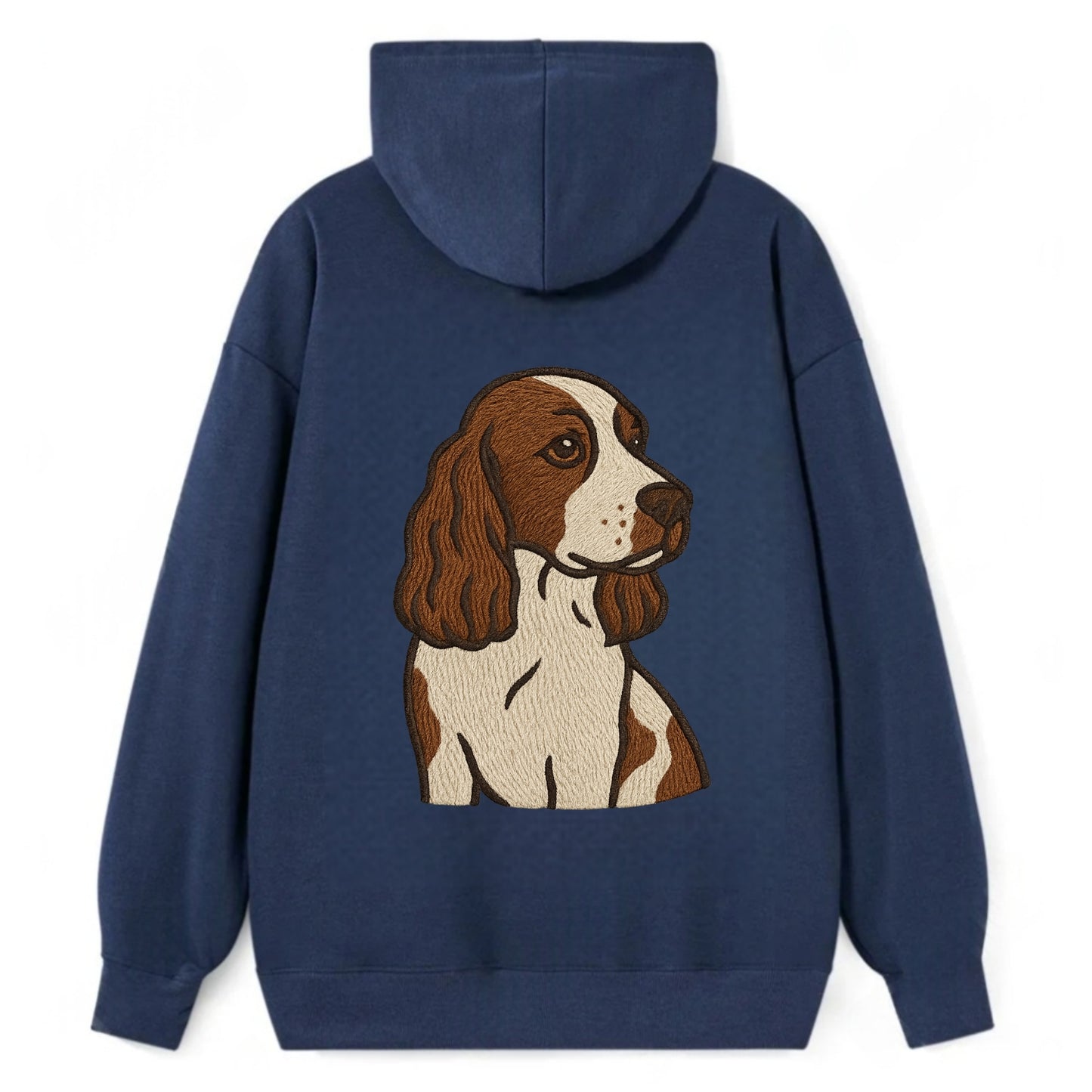 English Cocker Spaniel - Liver and white embroidered design - Classic Pullover Hoodie - Navy