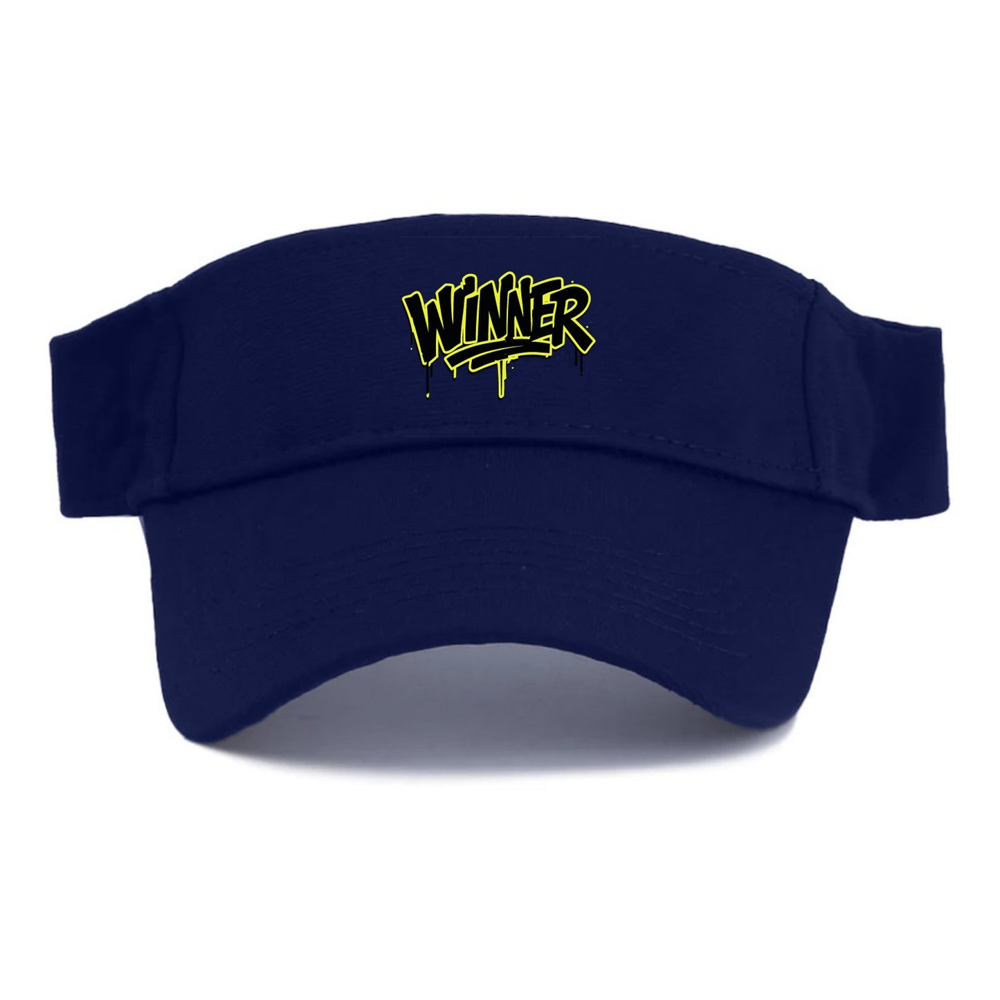 Bold typography design - "WINNER" - victorious mindset, champion - Visor - Navy