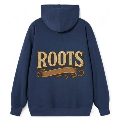 Bold typography design - "ROOTS" - where you come from, heritage - Classic Pullover Hoodie - Navy