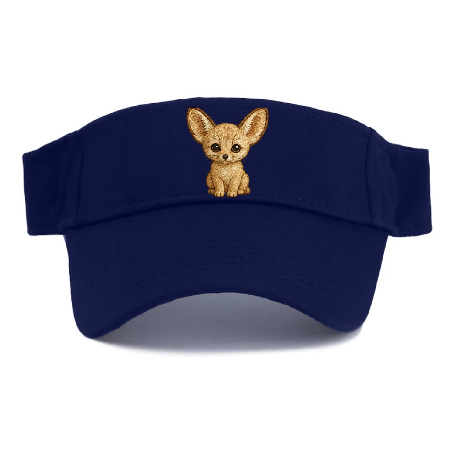 Baby Fennec Fox - huge ears, cream fur, large dark eyes, front-facing, desert baby - Visor - Navy