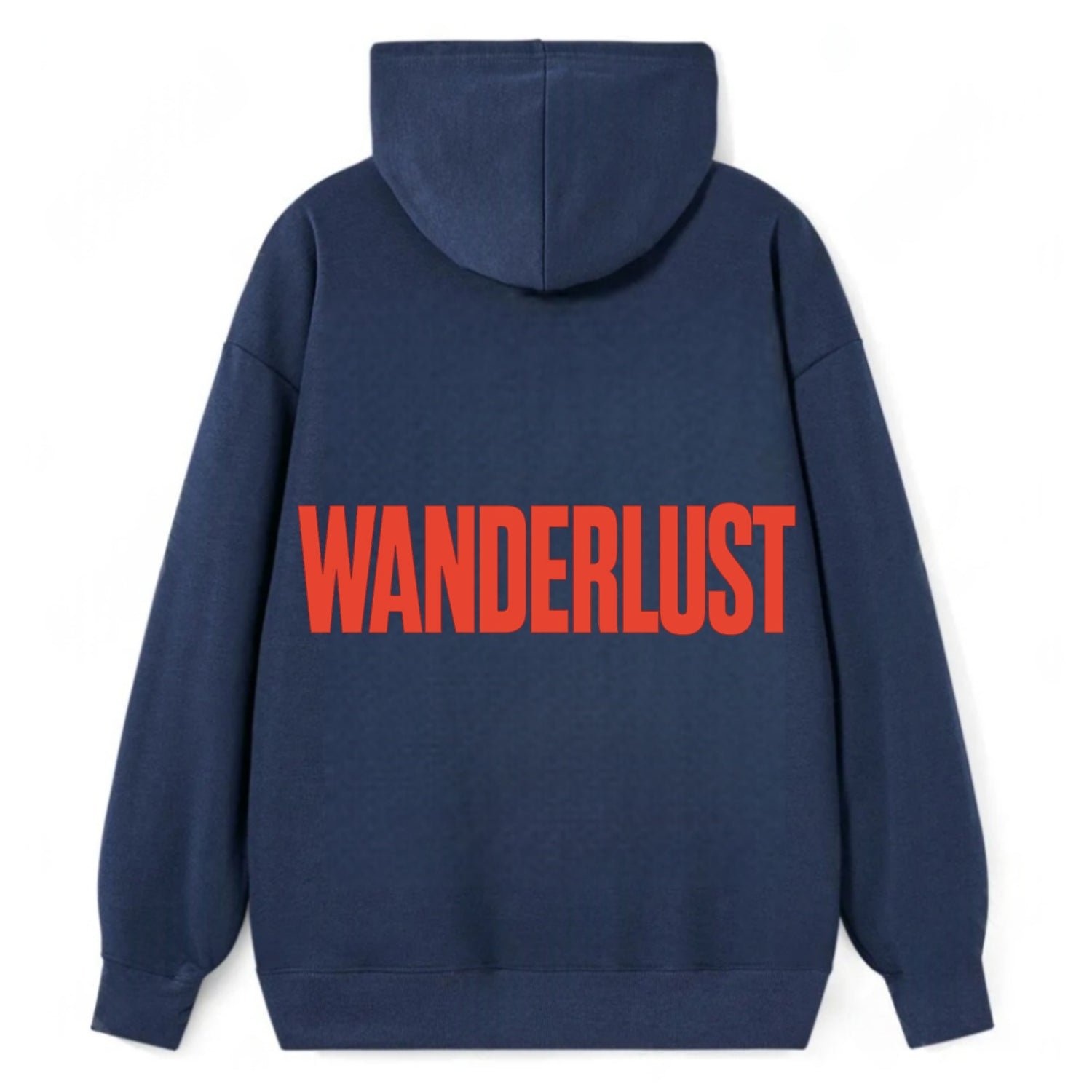 Bold typography design - "WANDERLUST" - desire to travel, explore the - Classic Pullover Hoodie - Navy