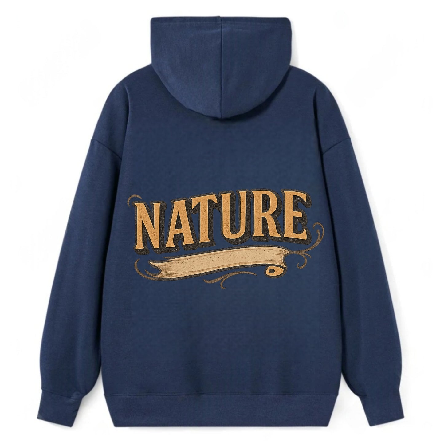 Bold typography design - "NATURE" - natural world, organic - Classic Pullover Hoodie - Navy