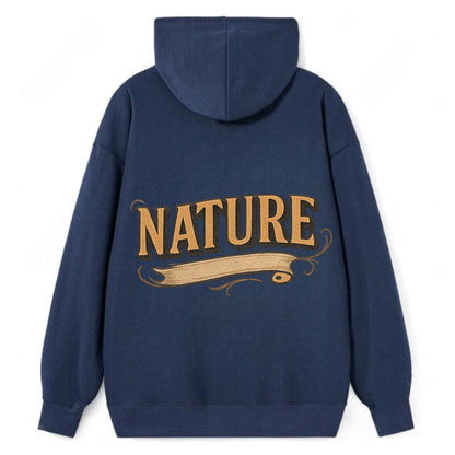 Bold typography design - "NATURE" - natural world, organic - Classic Pullover Hoodie - Navy