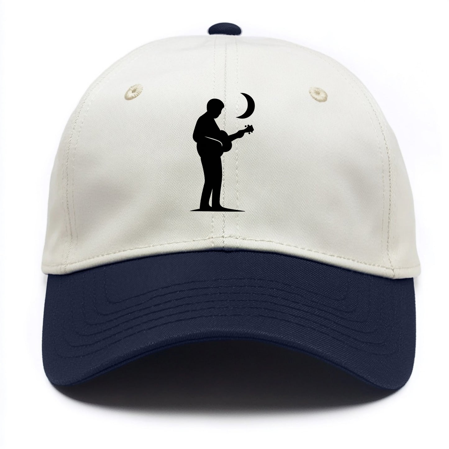 Guitarist playing acoustic under moonlight - Two Tone Cap - Navy