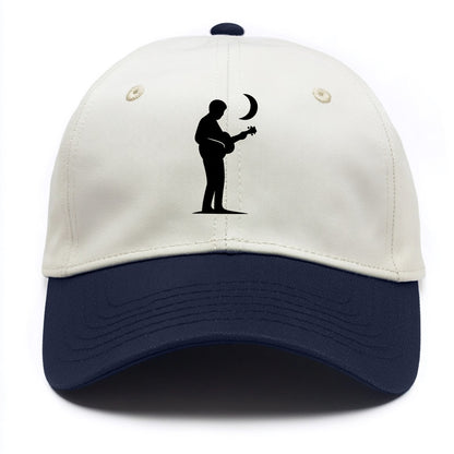 Guitarist playing acoustic under moonlight - Two Tone Cap - Navy