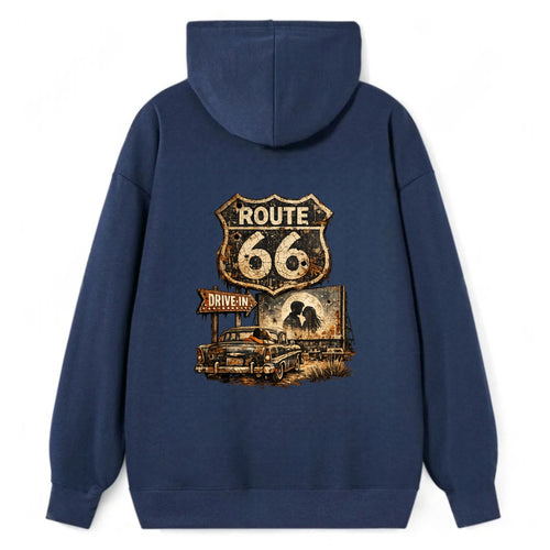 DRIVE-IN | Classic car at drive-in theater | Movie night romance | - Classic Pullover Hoodie