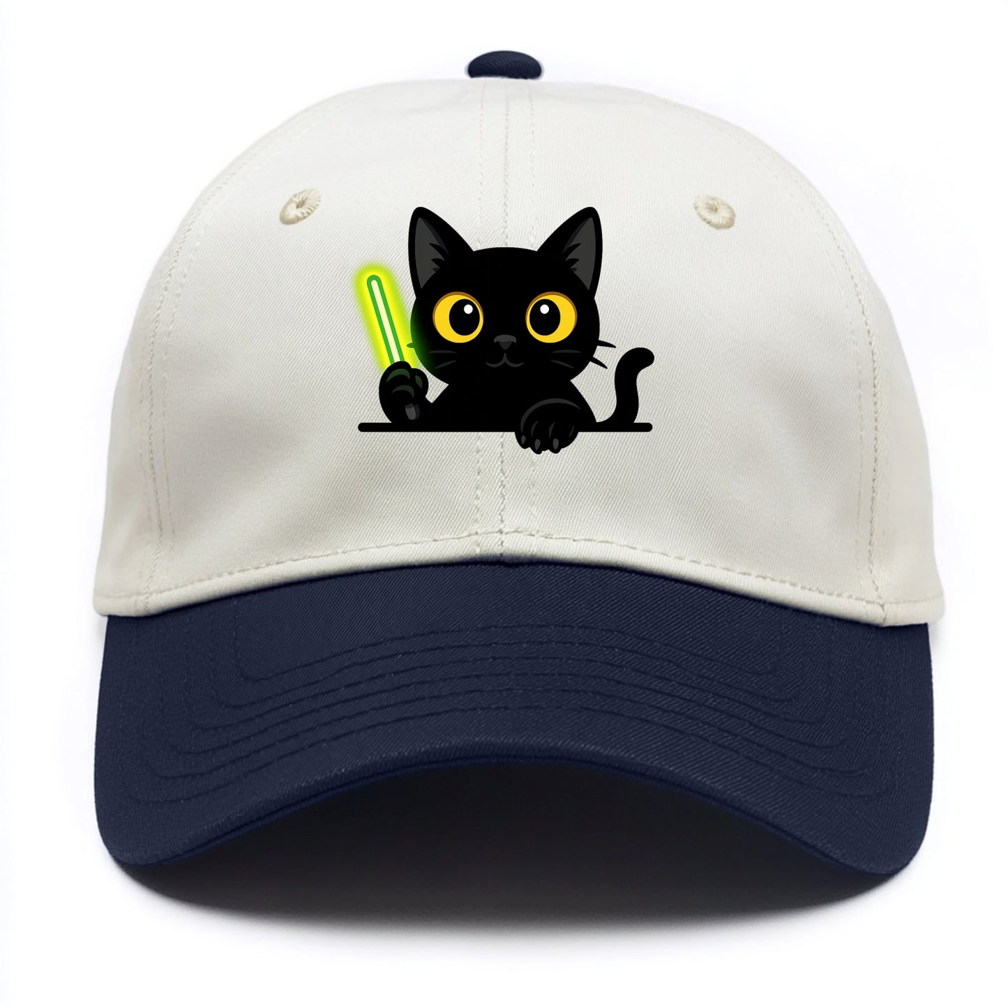 Midnight the black cat fist bumping the viewer with right paw extended. - Two Tone Cap - Navy
