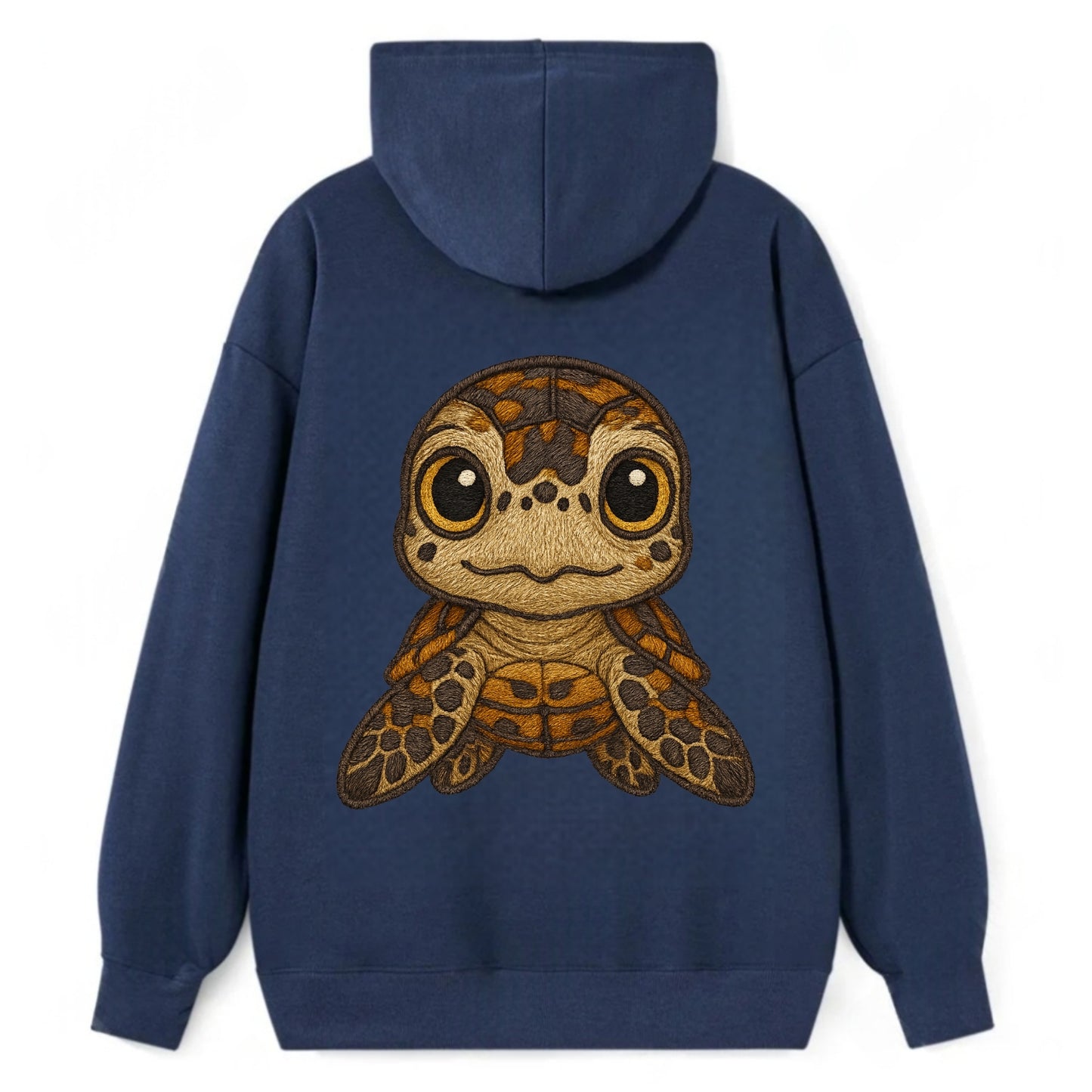 Baby Hawksbill Turtle - amber and brown shell pattern, curious golden - Classic Pullover Hoodie - Navy