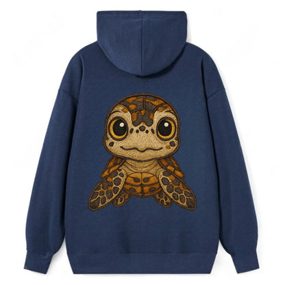 Baby Hawksbill Turtle - amber and brown shell pattern, curious golden - Classic Pullover Hoodie - Navy