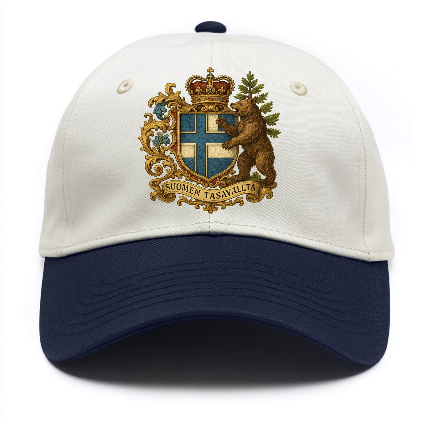 Finland Brown Bear Emblem  - Two Tone Cap - Navy