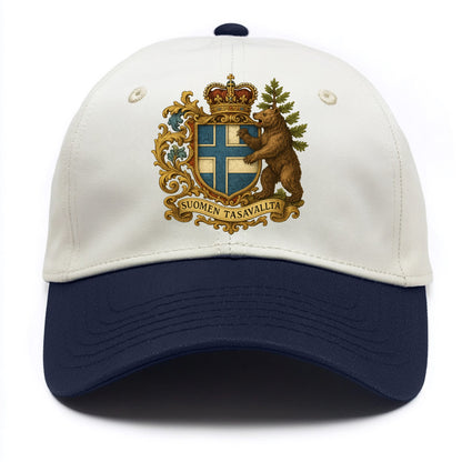 Finland Brown Bear Emblem  - Two Tone Cap - Navy