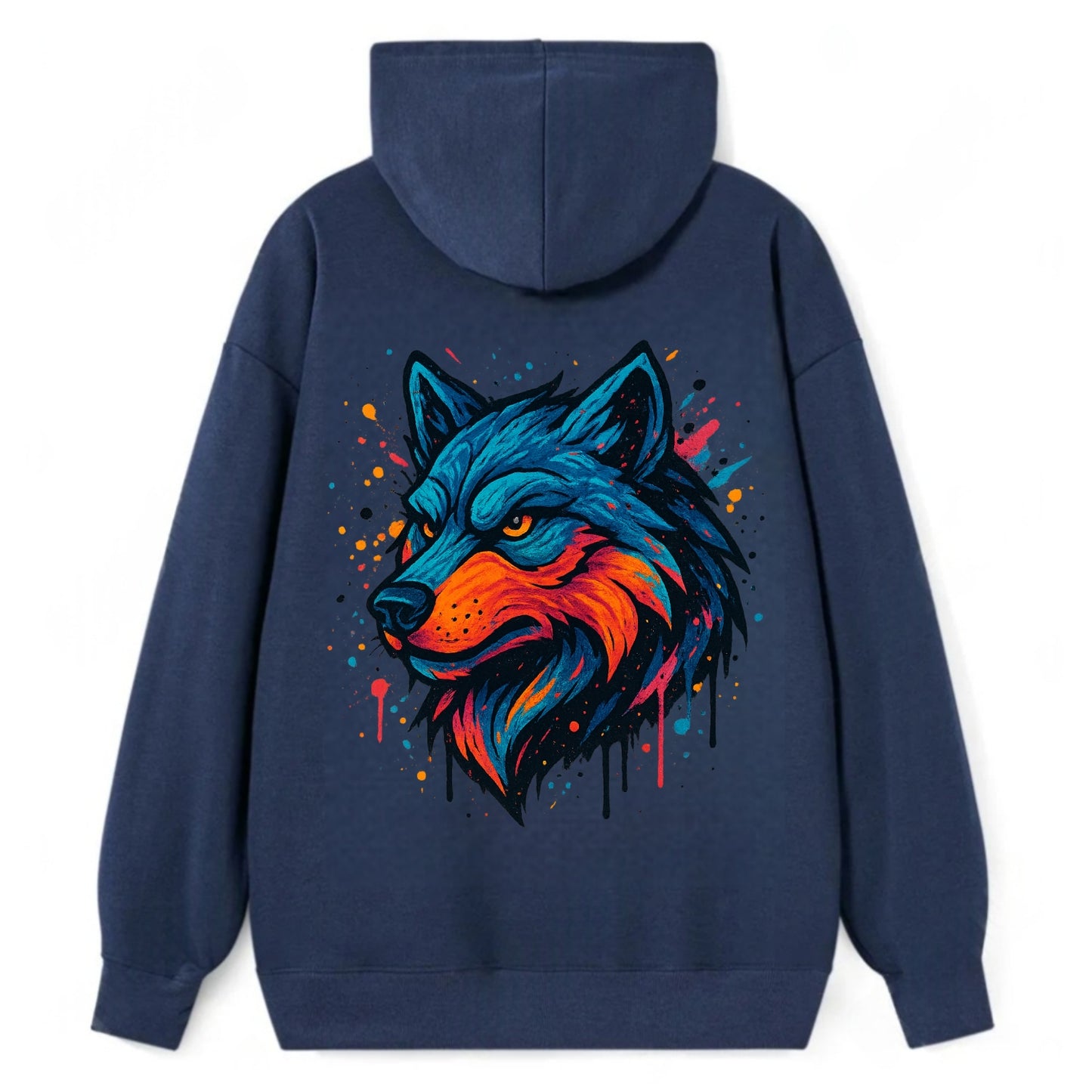 Velvet Wolf Royal  - Classic Pullover Hoodie - Navy