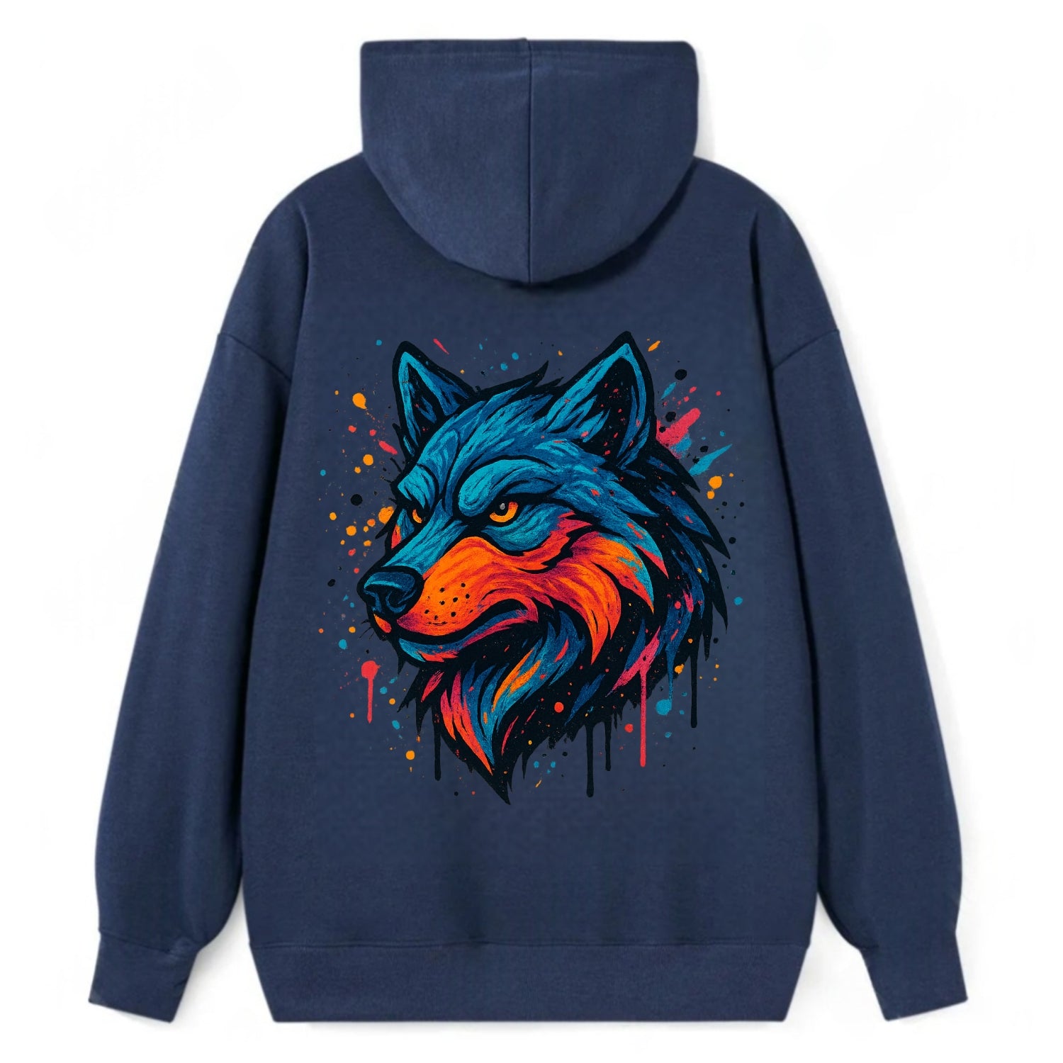 Velvet Wolf Royal  - Classic Pullover Hoodie - Navy