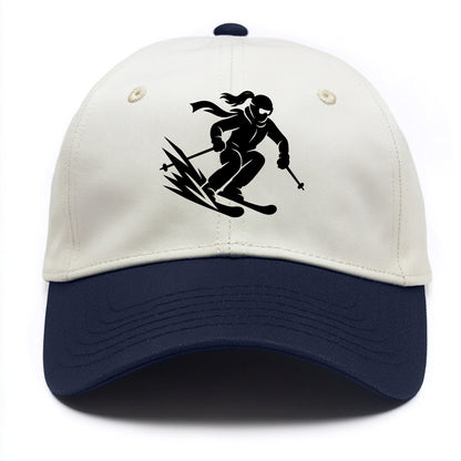 Skier carving down snowy slope - Two Tone Cap - Navy