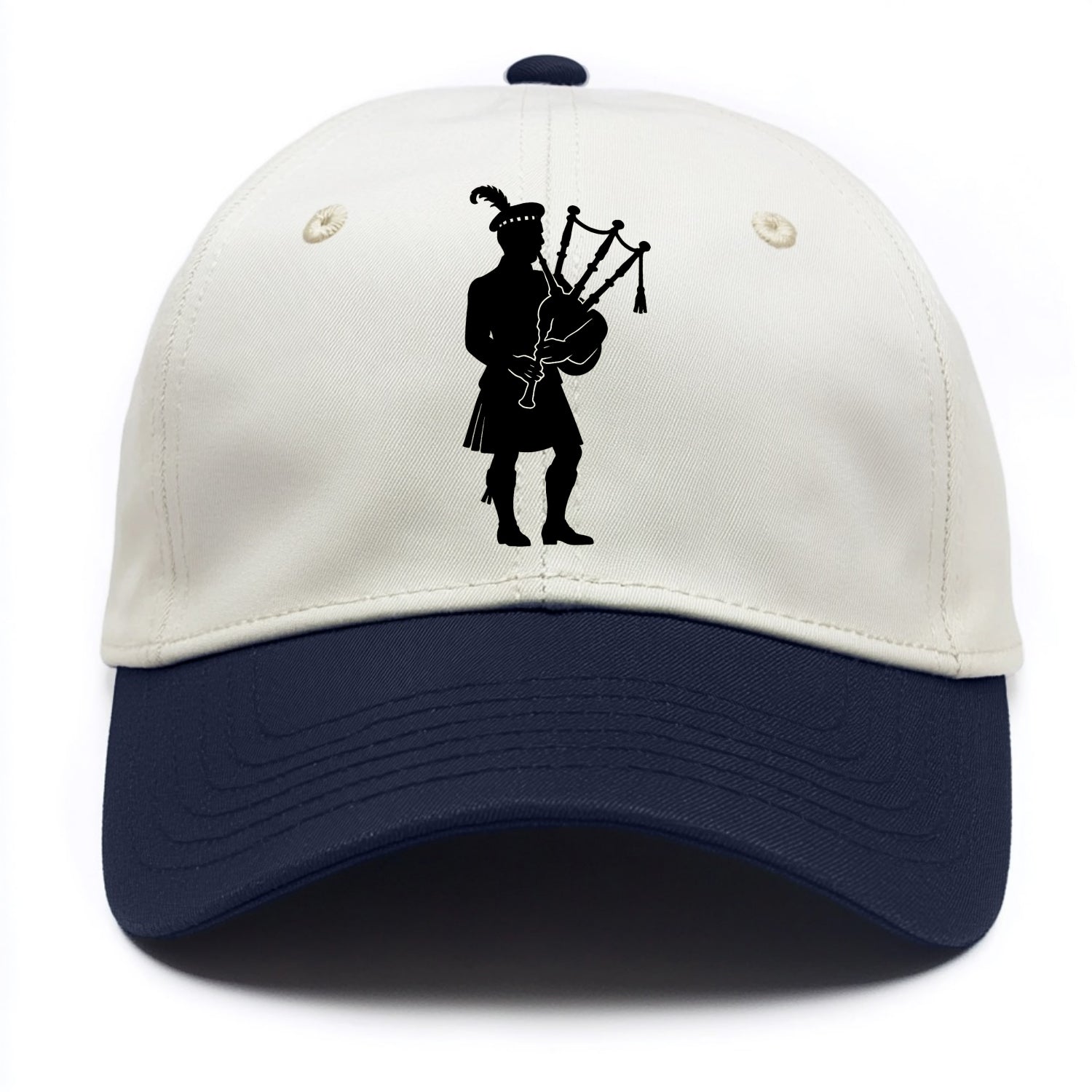 Bagpiper in traditional stance - Two Tone Cap - Navy