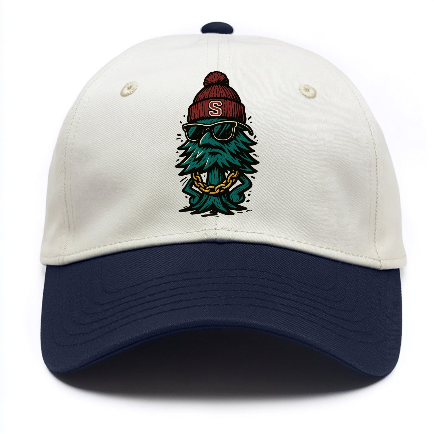 Palo Alto Tree wearing Stanford beanie with S patch - Two Tone Cap - Navy