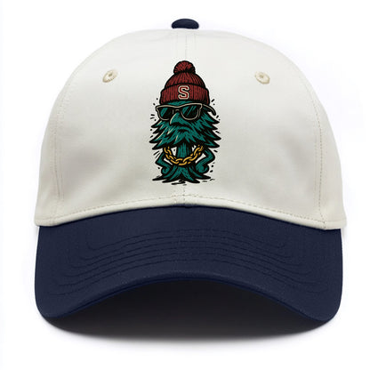 Palo Alto Tree wearing Stanford beanie with S patch - Two Tone Cap - Navy