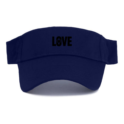 Bold typography design - "LOVE" - universal connection, heart centered - Visor - Navy