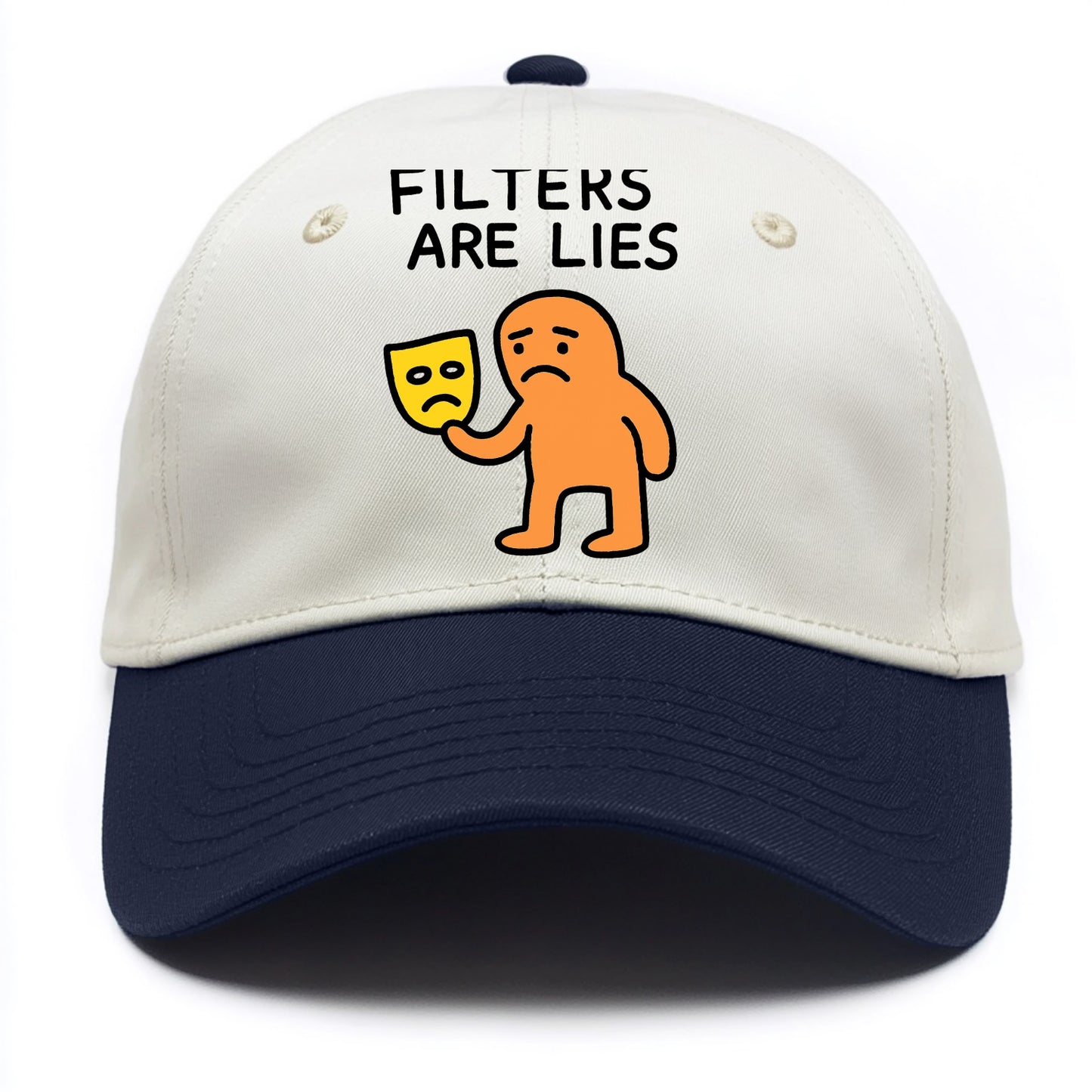 FILTERS ARE LIES | Mask arguing with face - Two Tone Cap - Navy