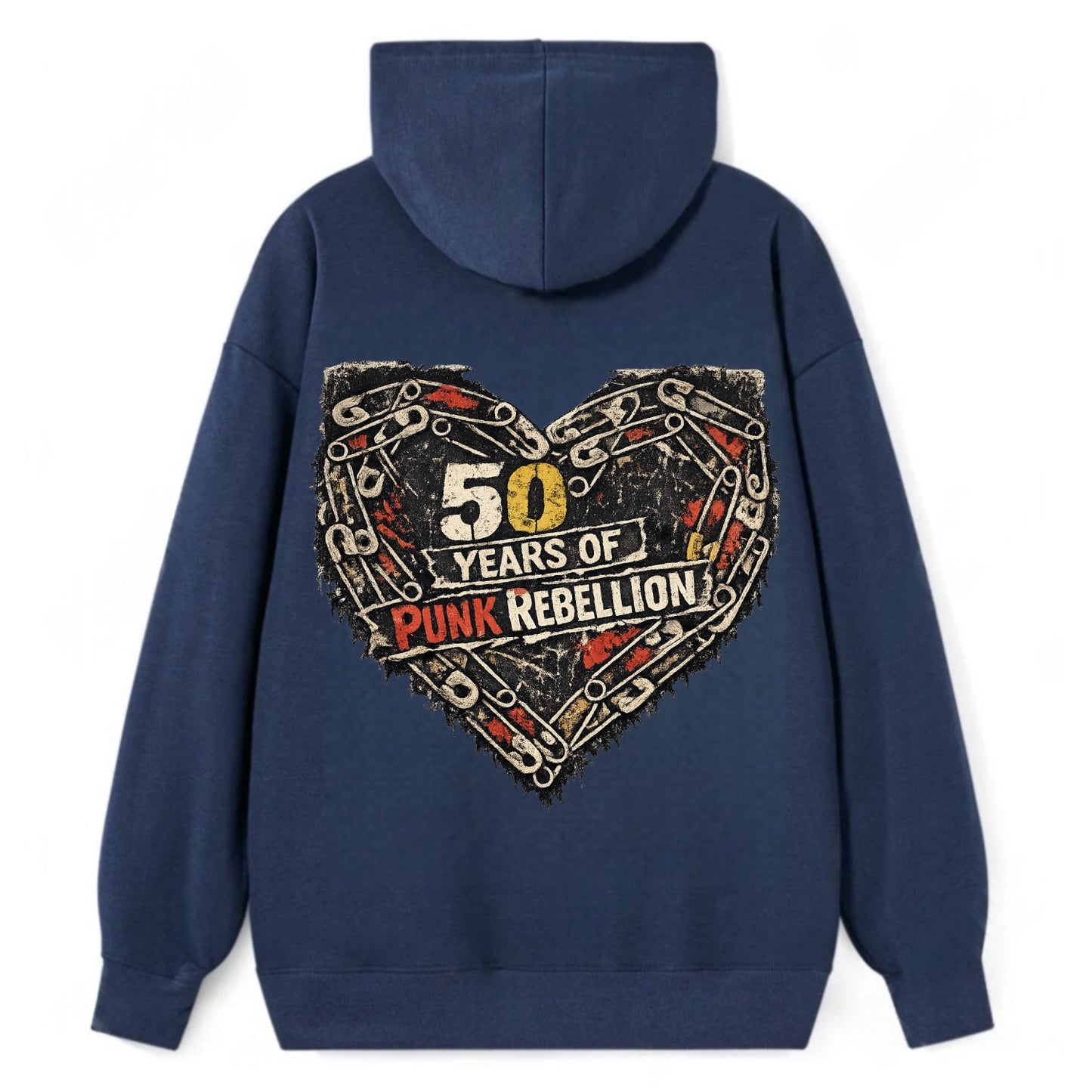 SAFETY PIN LOVE | Heart made of safety pins | Punk romance | DIY jewelry - Classic Pullover Hoodie - Navy