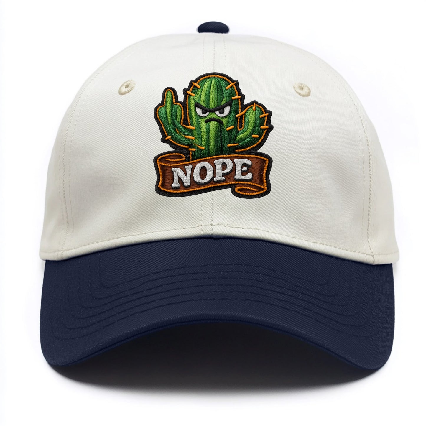 NOPE CACTUS - cactus with attitude in green , prickly personality - Two Tone Cap - Navy