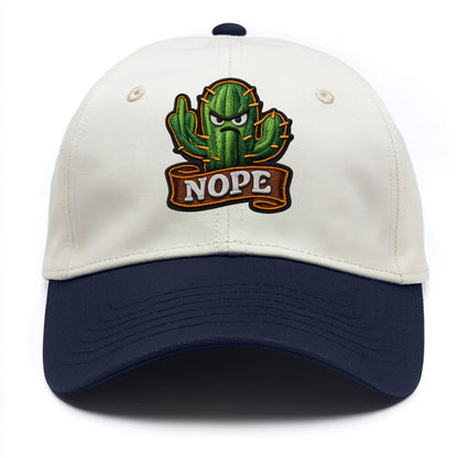 NOPE CACTUS - cactus with attitude in green , prickly personality - Two Tone Cap - Navy