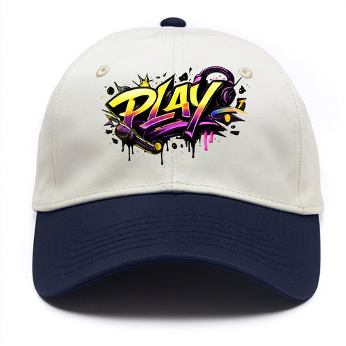 Bold typography design - PLAY - creative expression, musical performance - Two Tone Cap