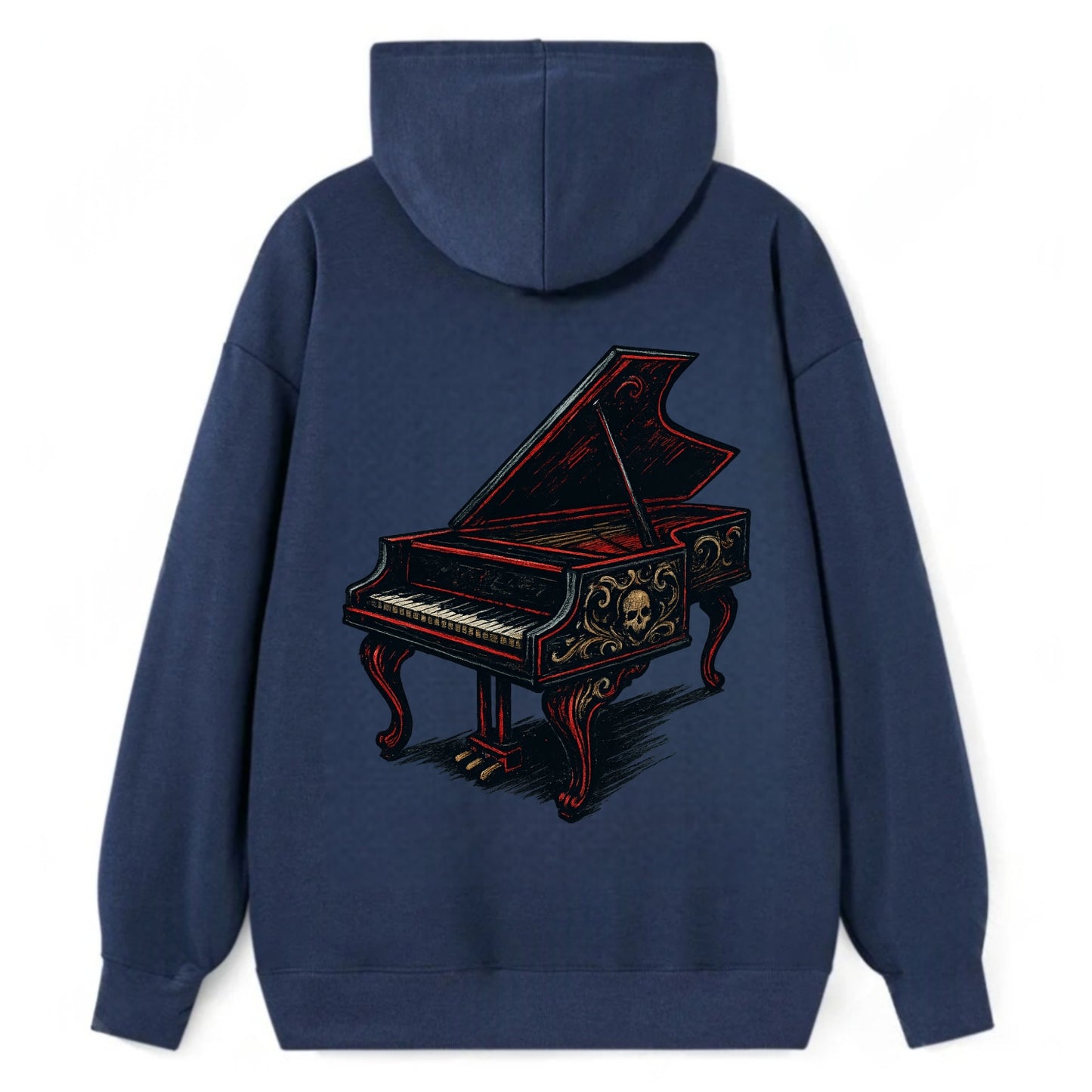 Harpsichord with baroque decorative styling - Classic Pullover Hoodie - Navy