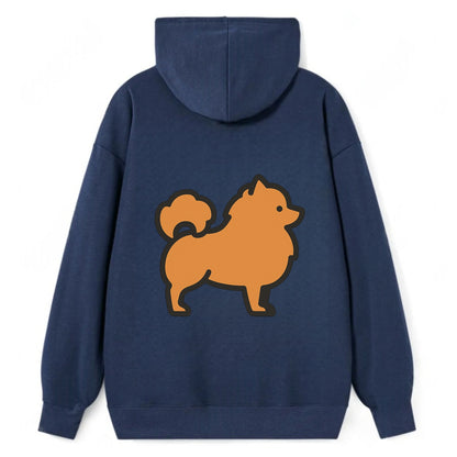 Pomeranian - Orange fluffy flat side profile - Classic Pullover Hoodie - Navy
