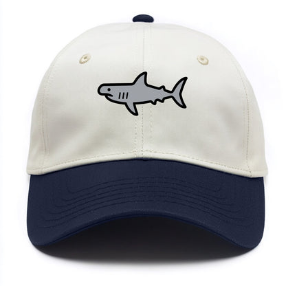 Hammerhead Shark - Gray distinctive head flat side profile - Two Tone Cap - Navy