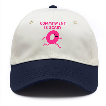 COMMITMENT IS SCARY | Terrified ring running away - Two Tone Cap - Navy