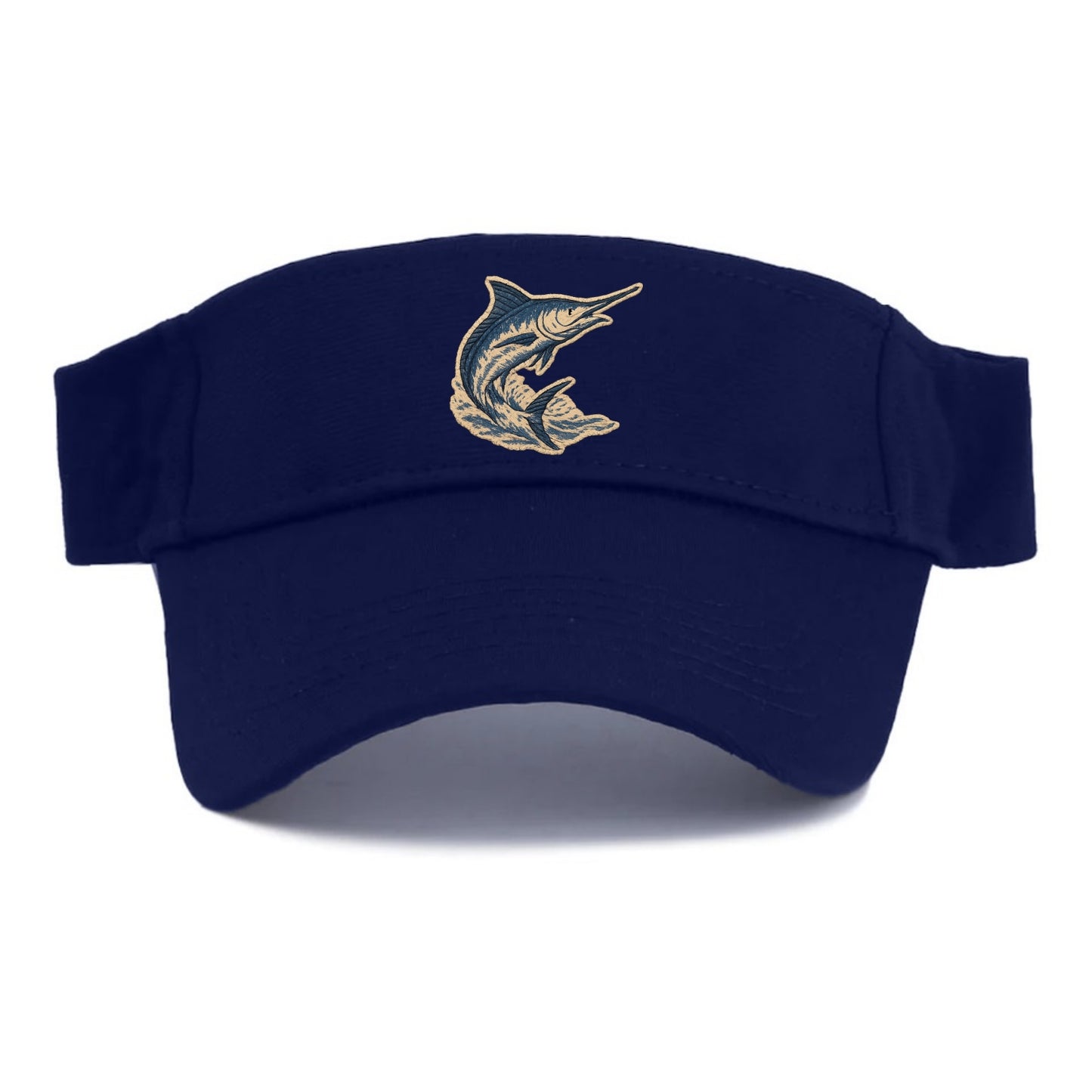 SWORDFISH MARLIN - leaping marlin in blue and silver , sport fishing - Visor - Navy