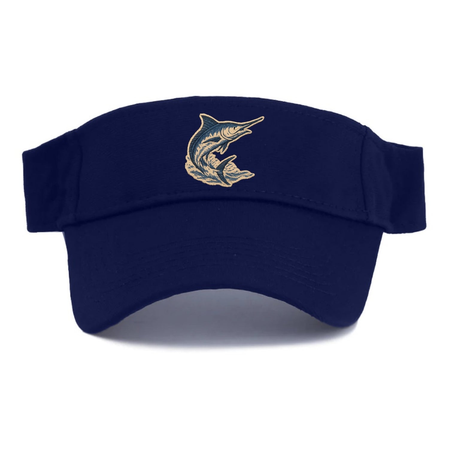 SWORDFISH MARLIN - leaping marlin in blue and silver , sport fishing - Visor - Navy