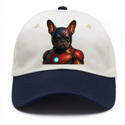 French Bulldog Iron Man  - Two Tone Cap - Navy