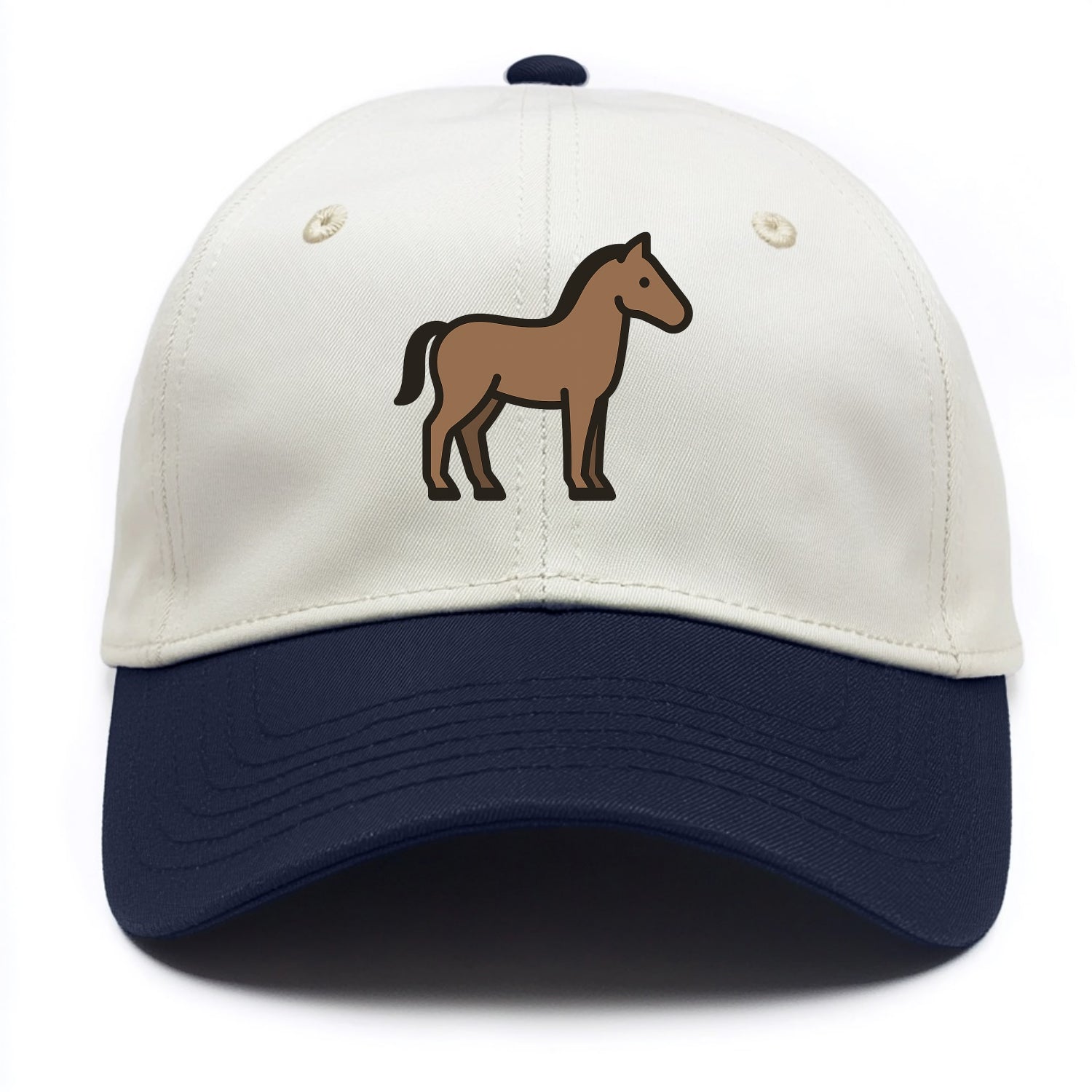 Horse - Brown standing pose flat side profile - Two Tone Cap - Navy