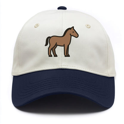 Horse - Brown standing pose flat side profile - Two Tone Cap - Navy