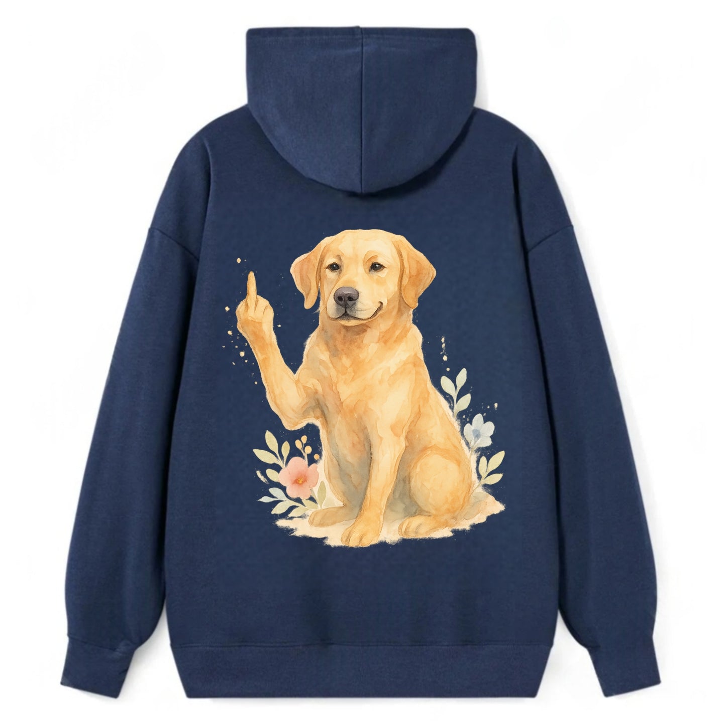 Labrador Retriever yellow sitting pretty, friendly face, strong paw up - Classic Pullover Hoodie - Navy
