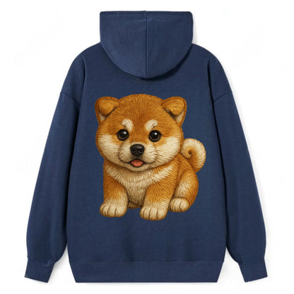 Baby Akita Puppy - fluffy bear-like, curled tail, dignified eyes, - Classic Pullover Hoodie - Navy