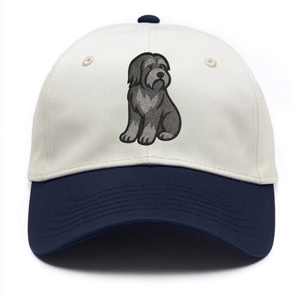 Bearded Collie - Gray shaggy coat embroidered pose - Two Tone Cap - Navy