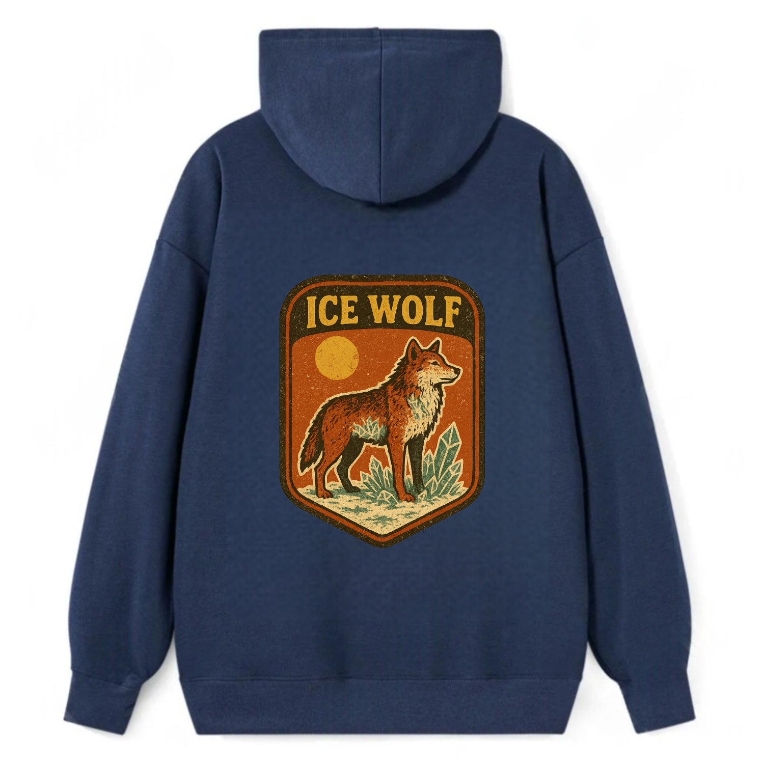 Ice Wolf Crystal  - Classic Pullover Hoodie - Navy