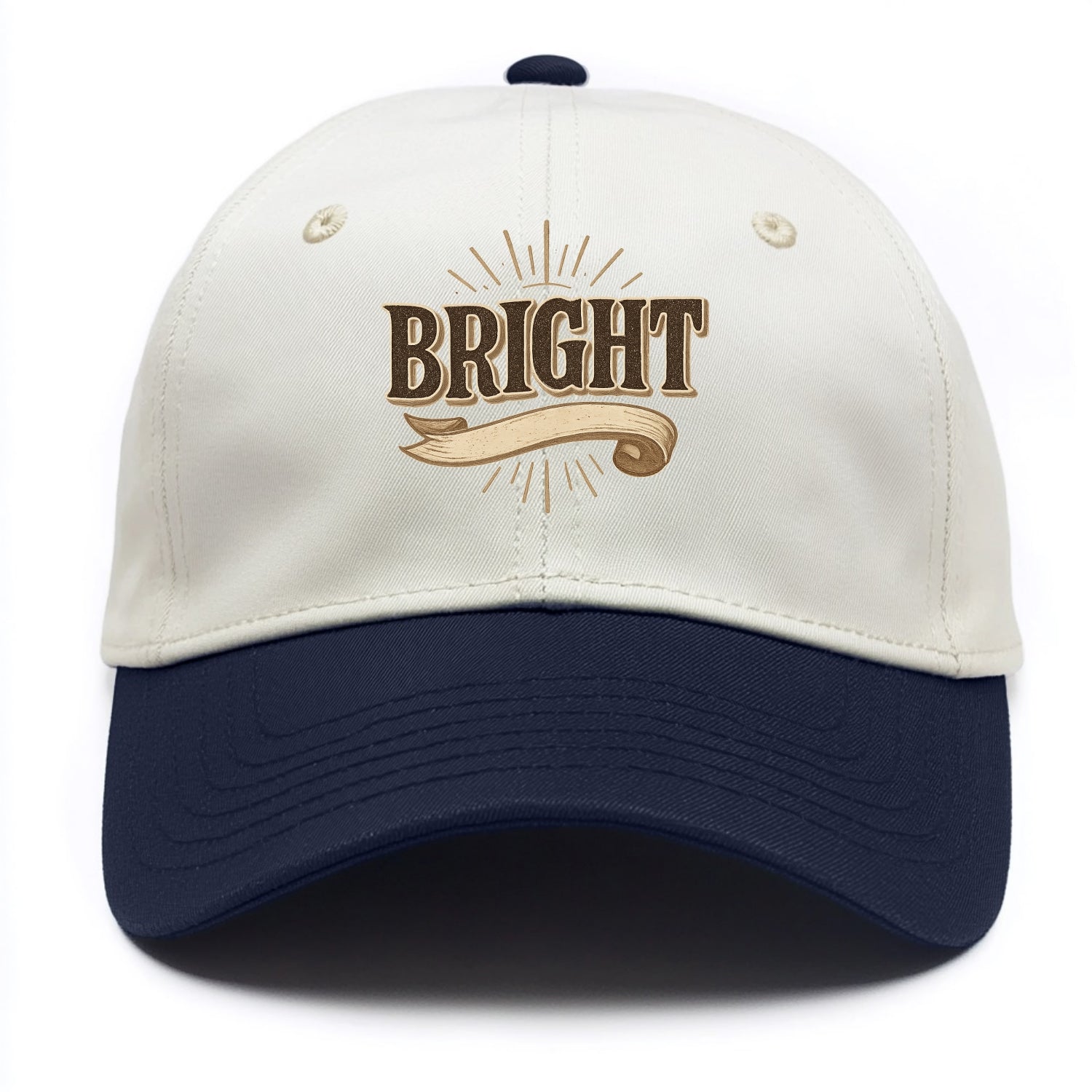 Bold typography design - "BRIGHT" - intelligent, shining - Two Tone Cap - Navy