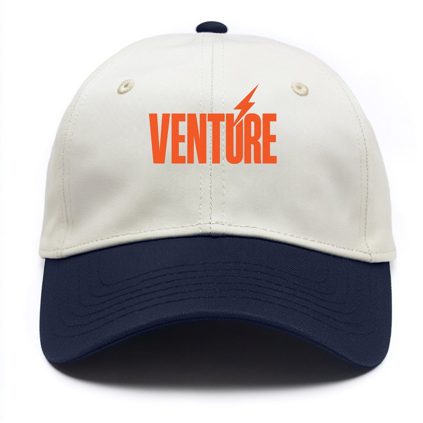 Bold typography design - "VENTURE" - taking risks, bold exploration - Two Tone Cap - Navy