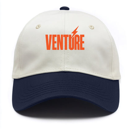 Bold typography design - "VENTURE" - taking risks, bold exploration - Two Tone Cap - Navy