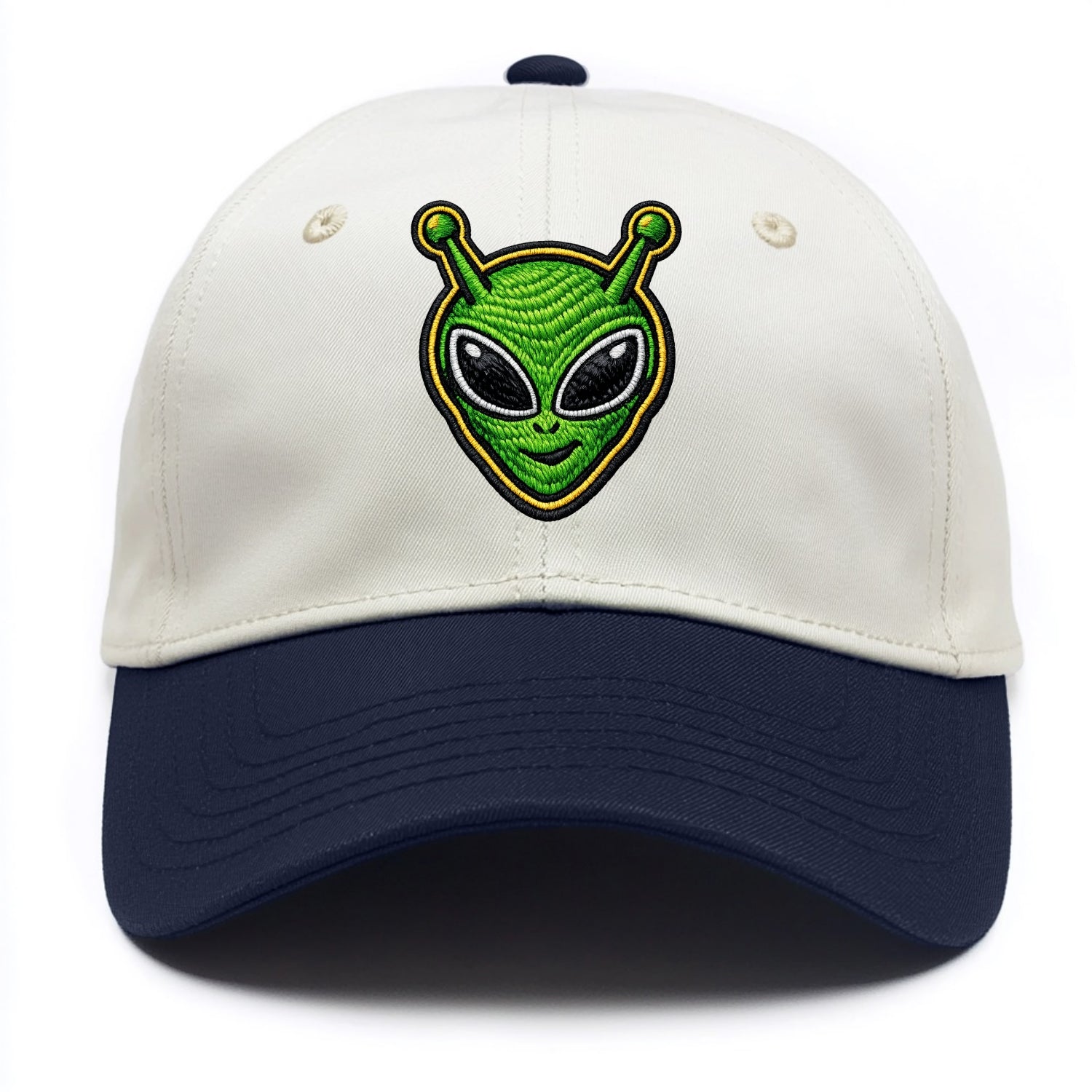 ALIEN MARTIAN - green alien with antenna in green , little green man - Two Tone Cap - Navy