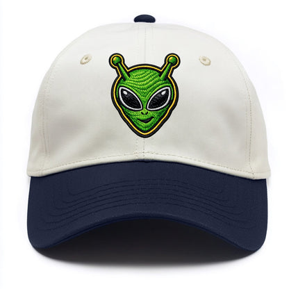 ALIEN MARTIAN - green alien with antenna in green , little green man - Two Tone Cap - Navy