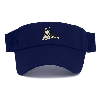 Siberian Husky - Black and white relaxed Visor - Navy