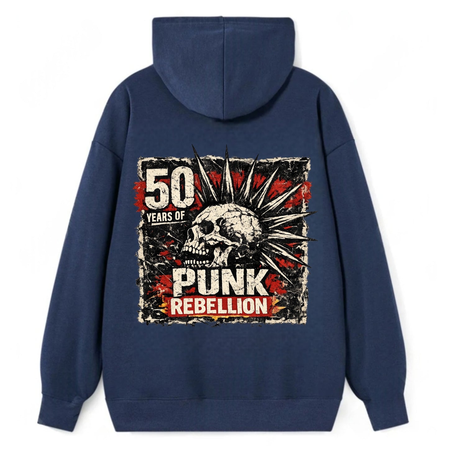 MOHAWK RISING | Spiked hair silhouette | Liberty spikes | Punk identity | - Classic Pullover Hoodie - Navy