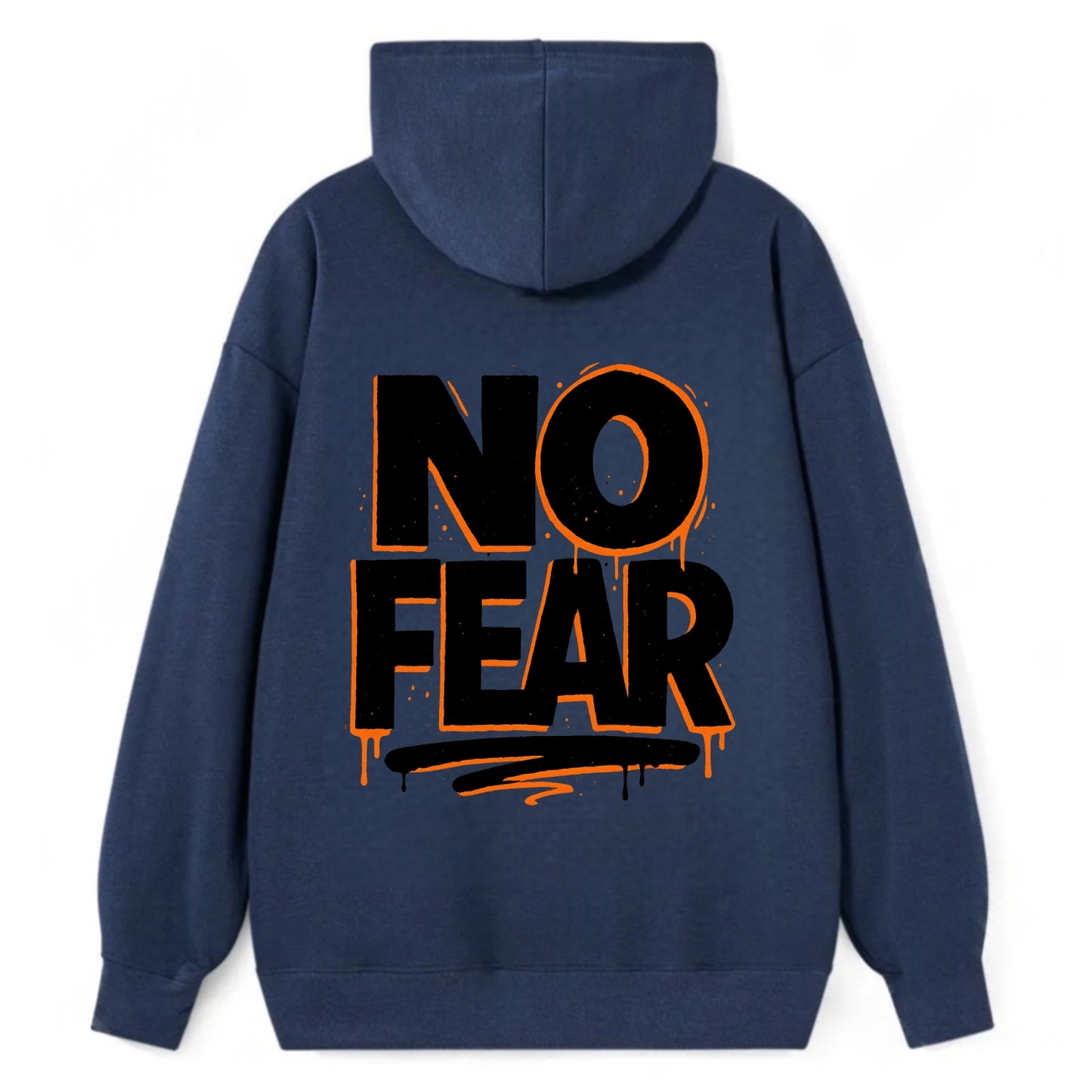 Bold typography design - "NO FEAR" - courage, bravery - Classic Pullover Hoodie - Navy