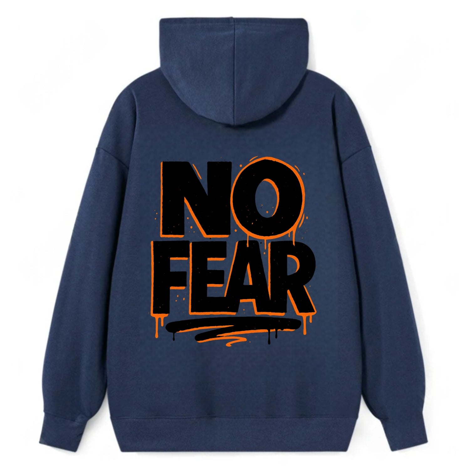 Bold typography design - "NO FEAR" - courage, bravery - Classic Pullover Hoodie - Navy