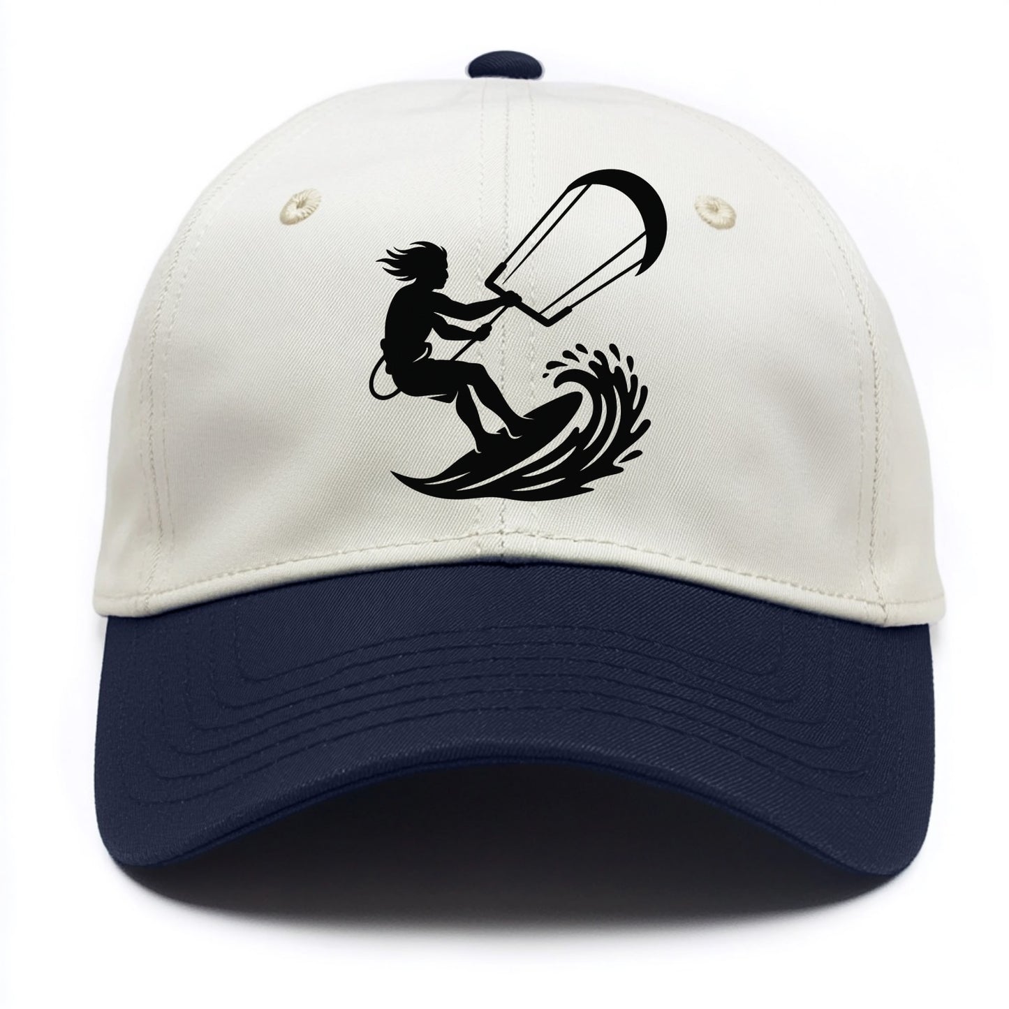 Kite surfer riding wave - Two Tone Cap - Navy